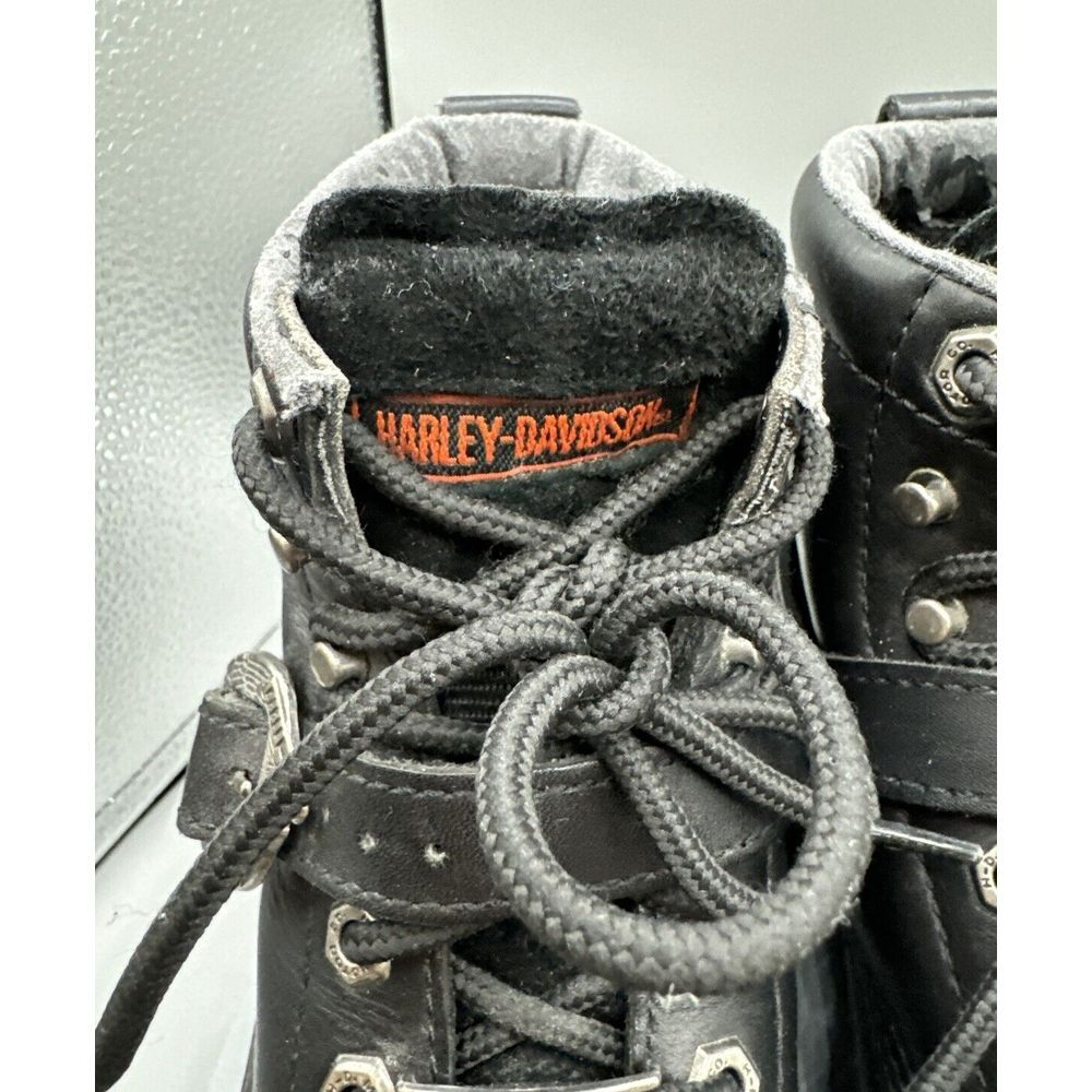 Harley Davidson Boots Men 7 1/2 Lace Up Buckle Logo Ride Moto Combat - Picture 2 of 8